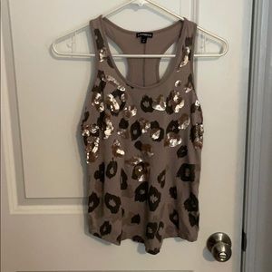 Express sequin cheetah tank